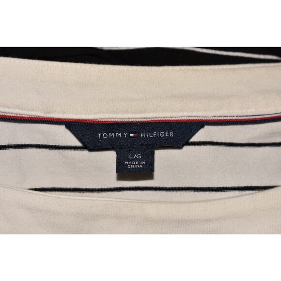 TOMMY HILFIGER $132 White‎ Black Striped Nautical Shift Dress Belted Large - Picture 3 of 3